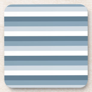 Blue and White Stripes Beverage Coaster