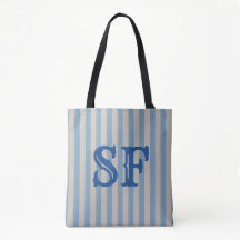 Blue and White Stripes Custom Monogram
