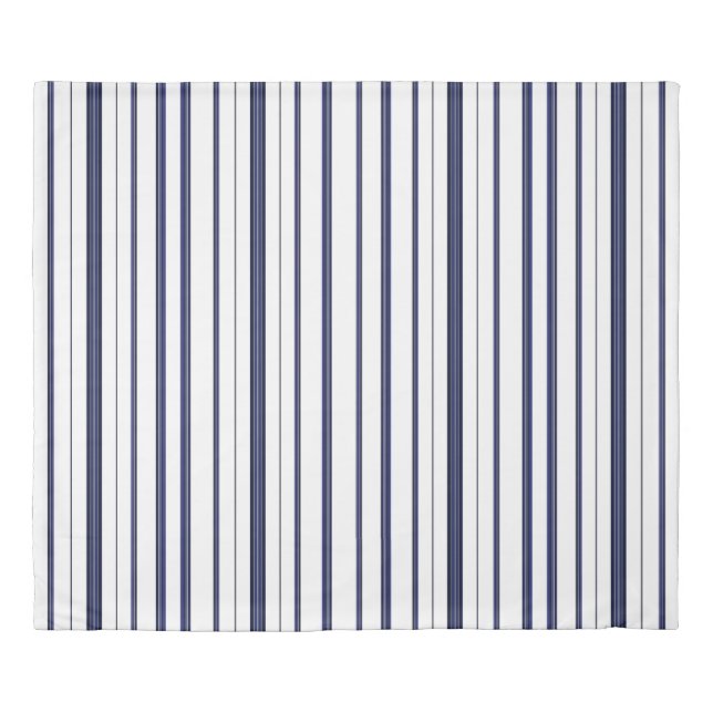 Blue and White Stripes - Dark Duvet Cover (Front)