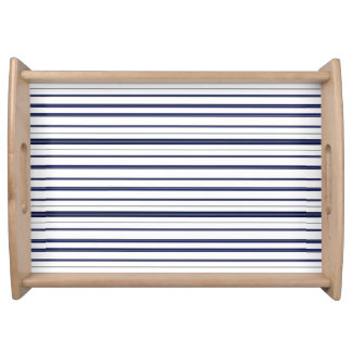 Blue and White Stripes - Dark Serving Tray
