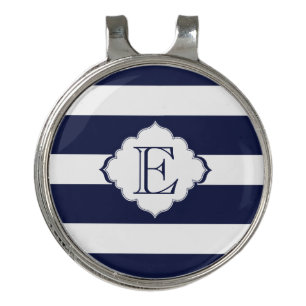 Blue And White Stripes Geometric Pattern Golf Hat Clip