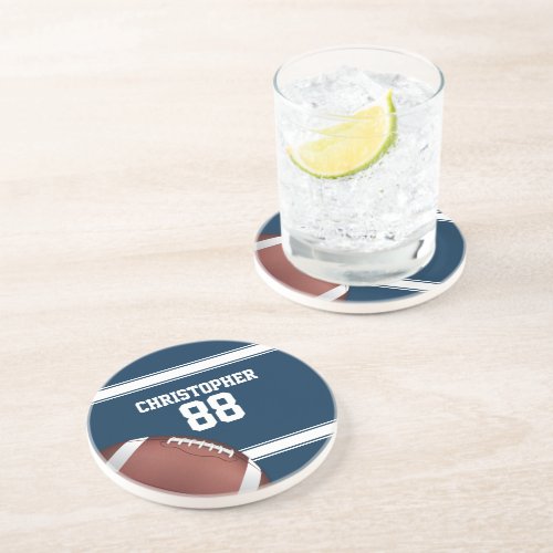 Blue and White Stripes Jersey Football Coaster