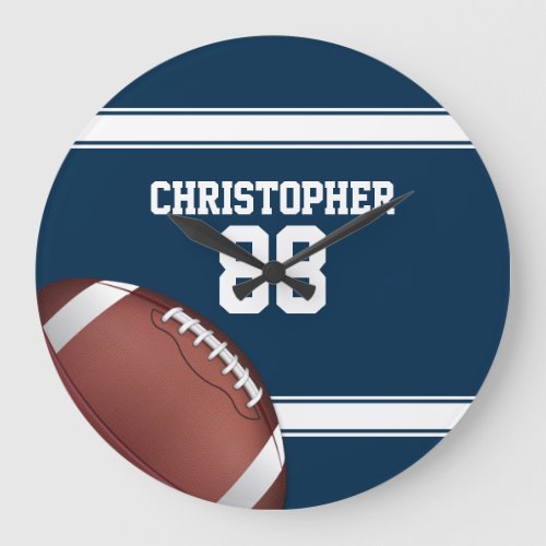 Blue and White Stripes Jersey Football Large Clock