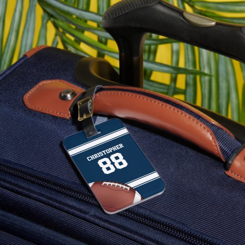 Blue and White Stripes Jersey Football Luggage Tag