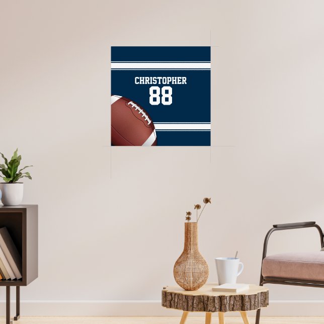 Blue and White Stripes Jersey Football Poster (Living Room 3)