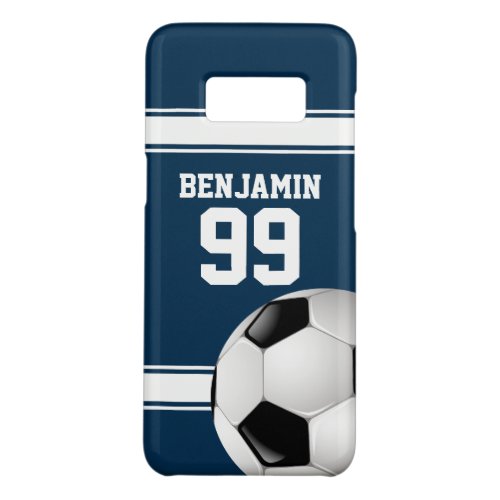 Blue and White Stripes Jersey Soccer Ball Case_Mate Samsung Galaxy S8 Case