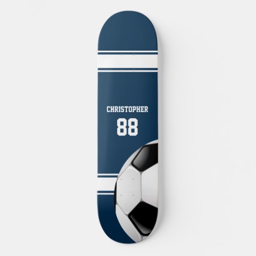 Blue and White Stripes Jersey Soccer Ball Skateboard