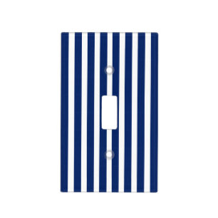 Blue and White Stripes Light Switch Cover