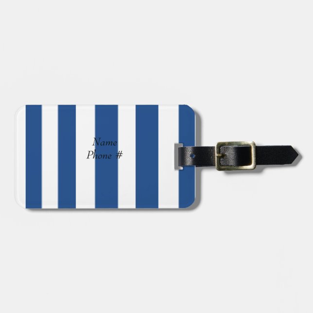 Blue And White Stripes Luggage Tag (Front Horizontal)