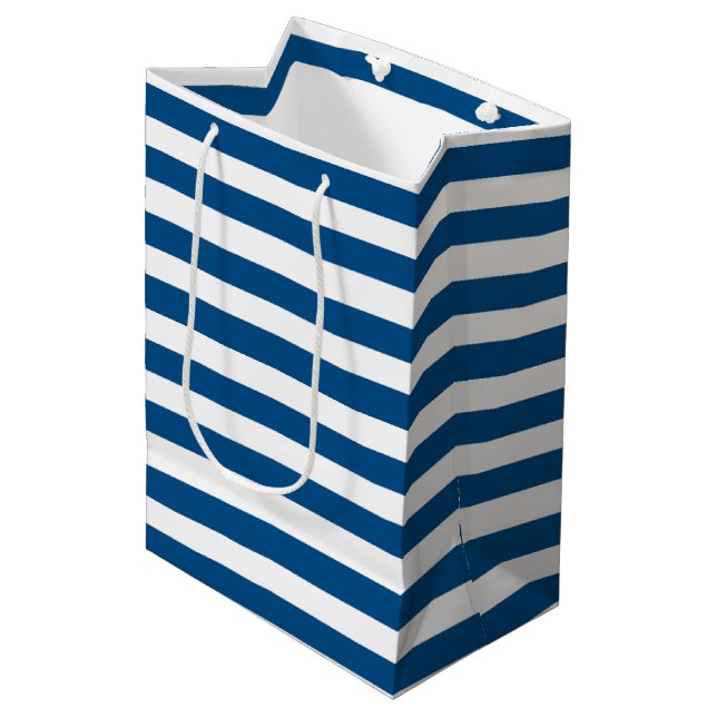 Blue and White Stripes Medium Gift Bag (Front Angled)