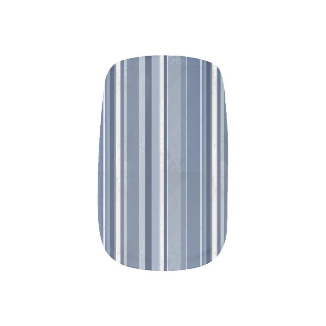 Blue and white Stripes Minx Nail Wraps (Left Thumb)