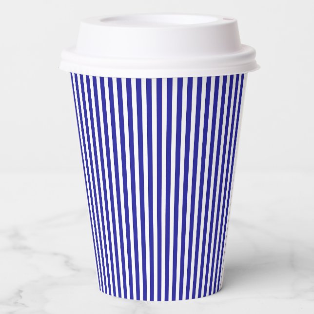 Blue And White Stripes   Paper Cups (Front)