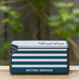 Blue and White  Stripes Pattern Personalized  Bluetooth Speaker