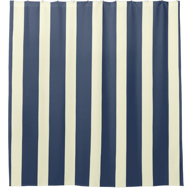 Blue and white stripes shower curtain (Front)