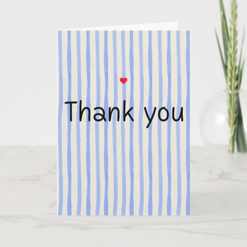 Blue and White stripes "Thank you" greeting cards