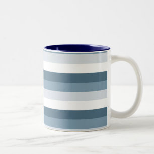 Blue and White Stripes Two-Tone Coffee Mug