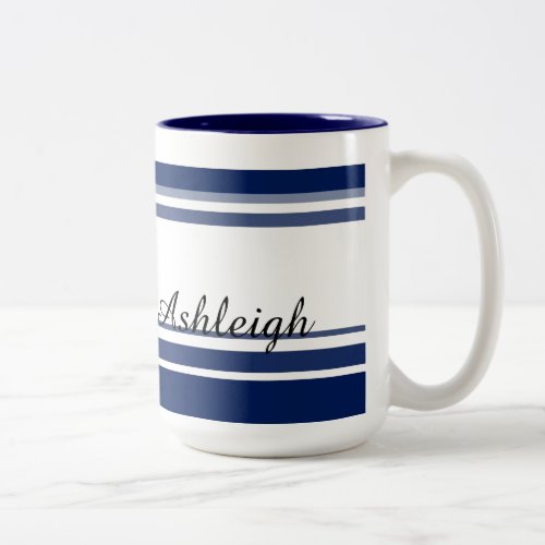 Blue and White Stripes Two_Tone Coffee Mug