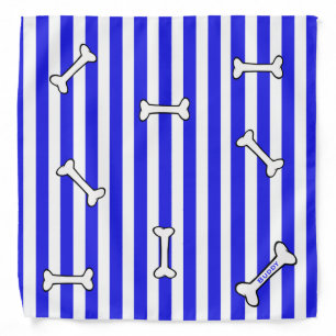 Blue and White Stripes with Bones Dog Bandana