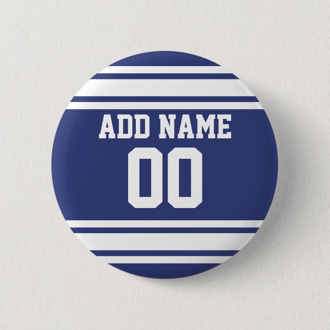 Blue and White Stripes with Name and Number Button (Front)