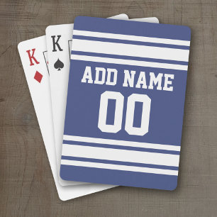 Blue and White Stripes with Name and Number Poker Cards