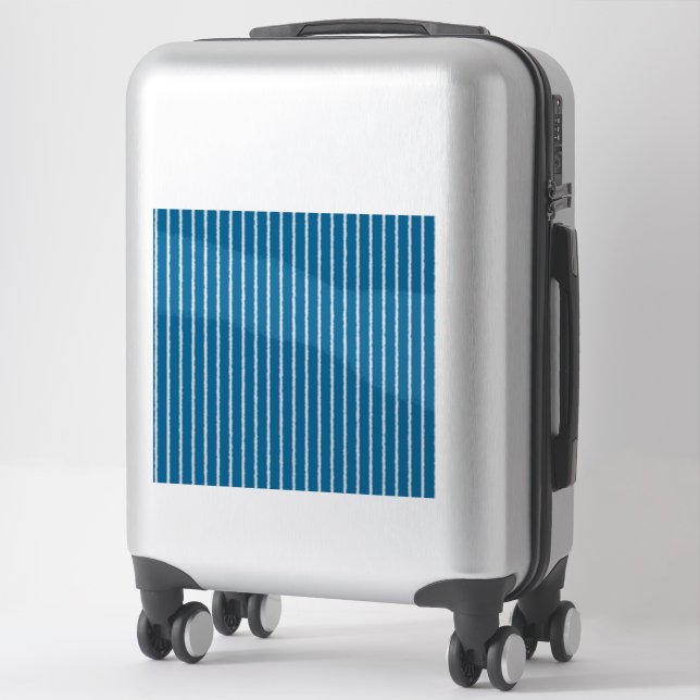 Blue and White Stripes with Uneven Lines Sticker (Suitcase)
