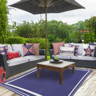 Blue and White Stylish Outdoor Area Rug