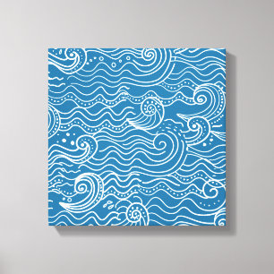 Blue and White Summer Ocean Waves Canvas Print