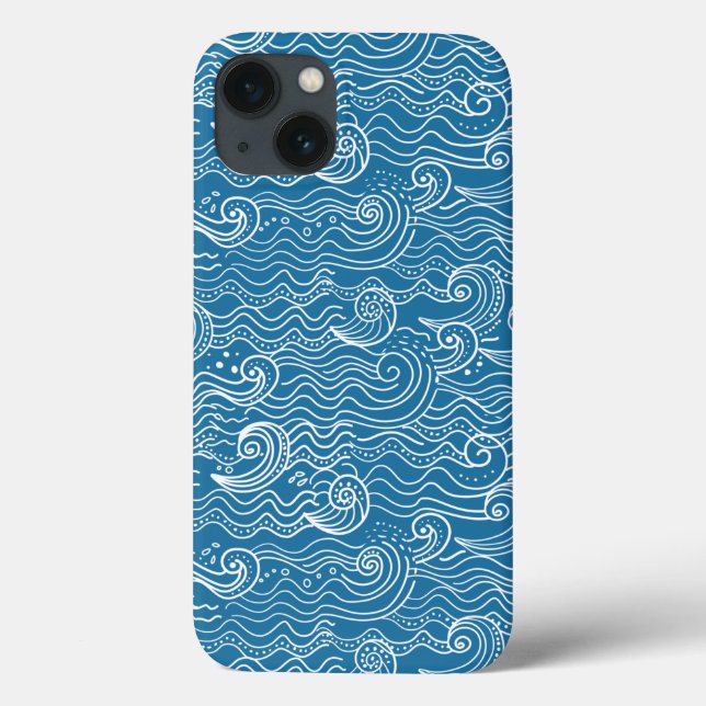 Blue and White Summer Ocean Waves  Case-Mate iPhone Case (Back)