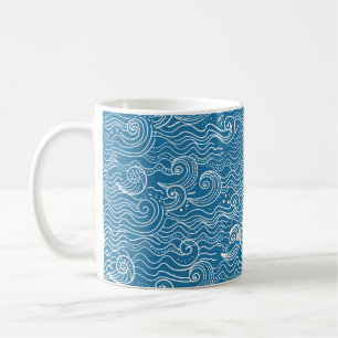 Blue and White Summer Ocean Waves Coffee Mug