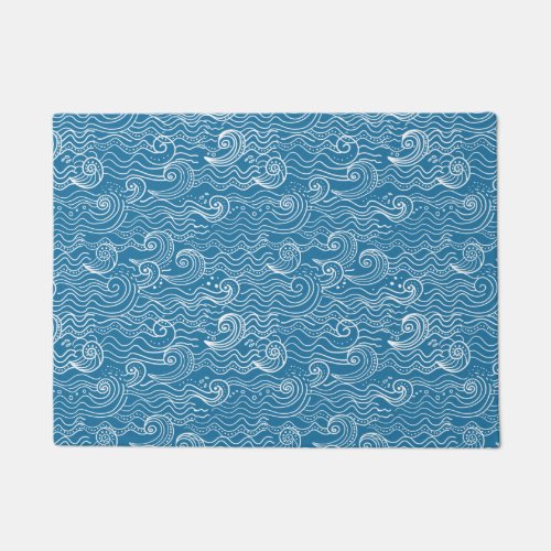 Blue and White Summer Ocean Waves  Doormat