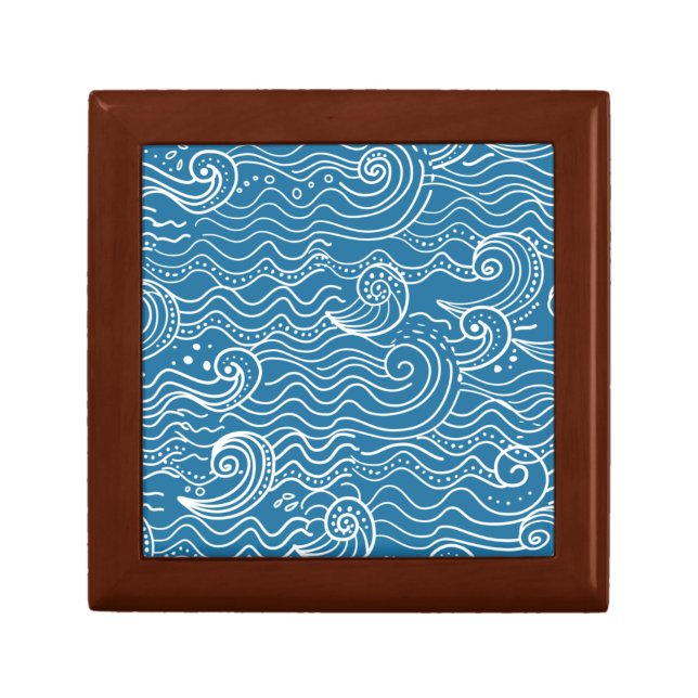 Blue and White Summer Ocean Waves  Gift Box (Front)