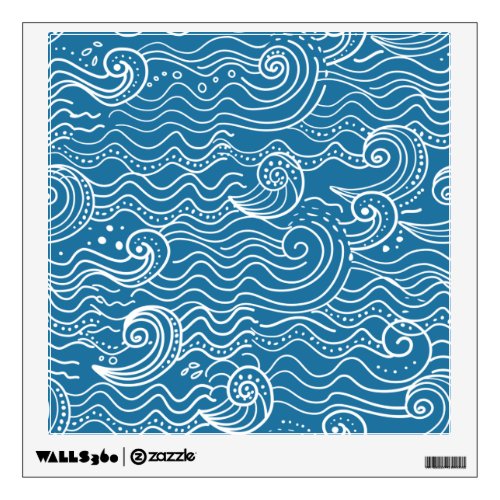 Blue and White Summer Ocean Waves  Wall Decal
