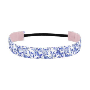 Blue and White Swirl Pattern Elegant Athletic Headband