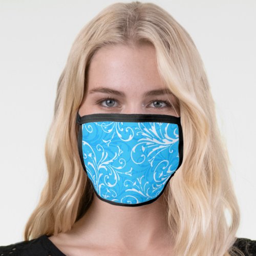 Blue And White Swirl Pattern Face Mask