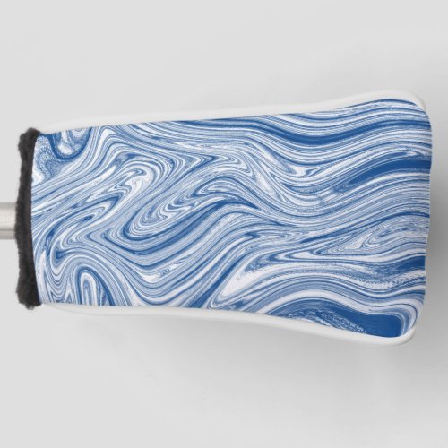 Blue and white swirls golf head cover