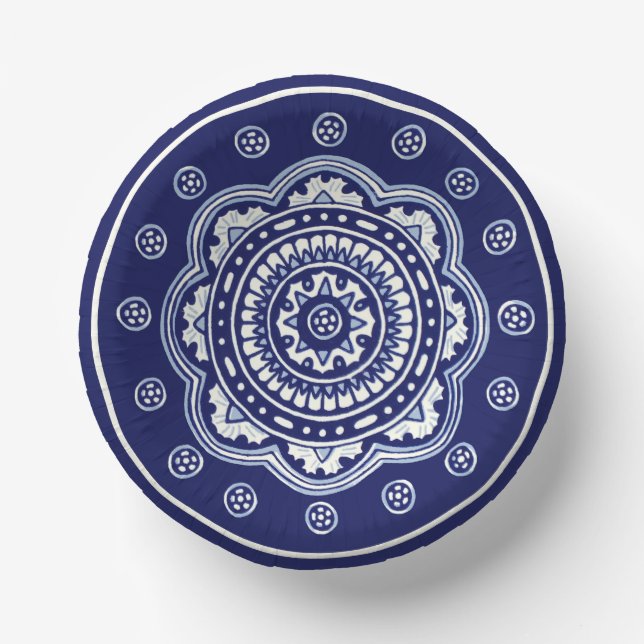 Blue and White Talavera Five Paper Bowls (Front)
