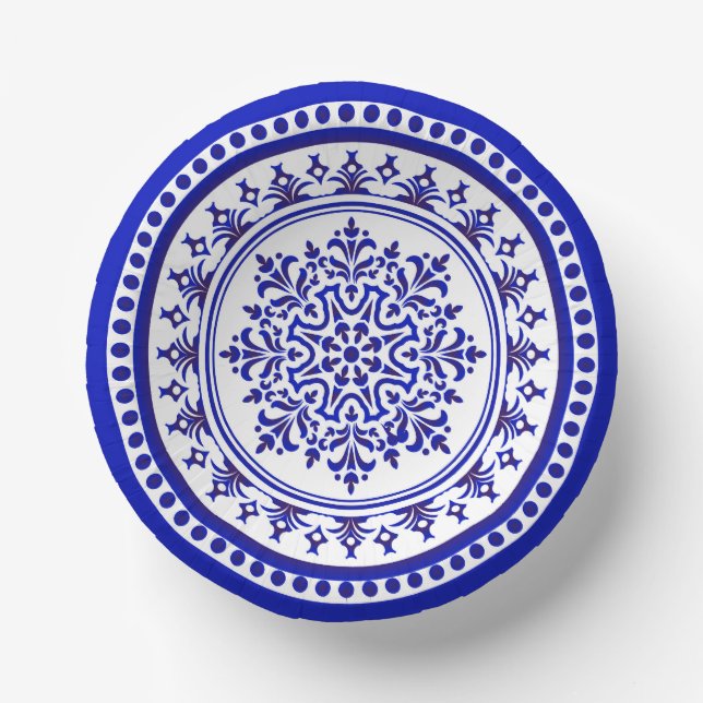 Blue and White Talavera Four Paper Bowls (Front)