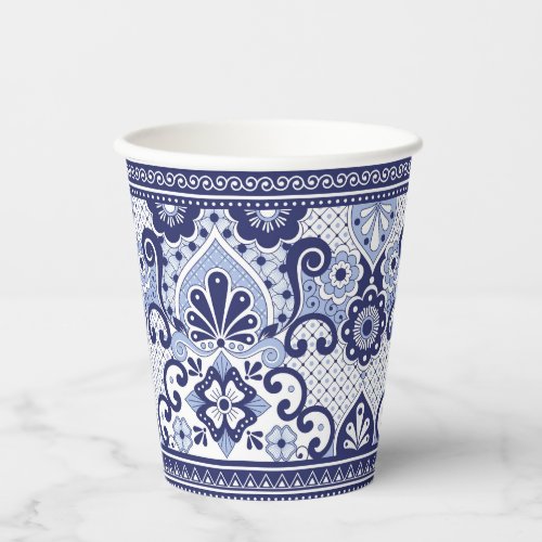 Blue and White Talavera Mexican Folk Art  Mug Paper Cups