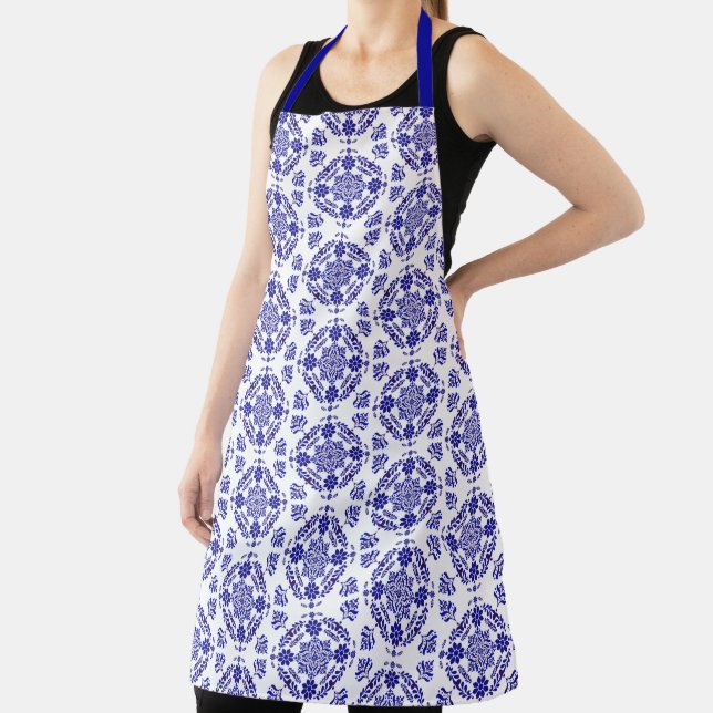 Blue and White Talavera Three Apron (Insitu)