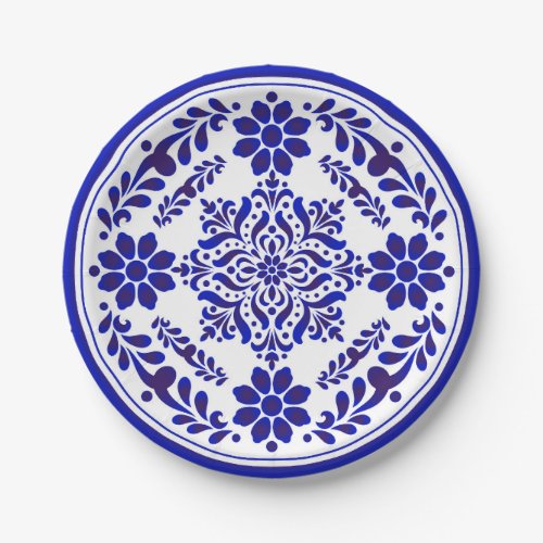 Blue and White Talavera Three Paper Plates