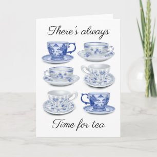 Blue and white teacup card