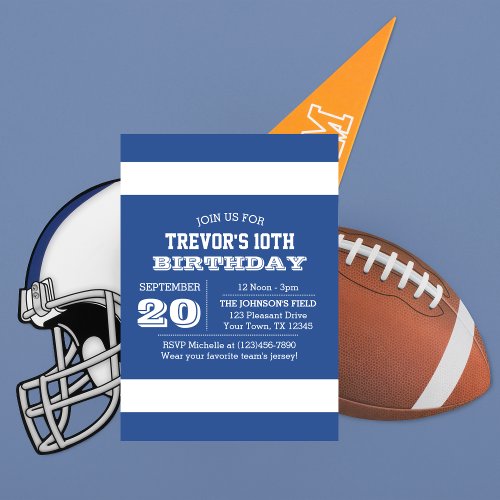 Blue and White Team Birthday Invitation