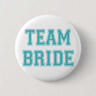 Blue and White Team Bride Button