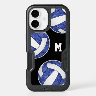 blue and white team colors girls' volleyball iPhone 16 case