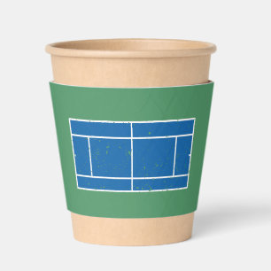 Blue and White Tennis Court Graphic Party Coffee Cup Sleeve