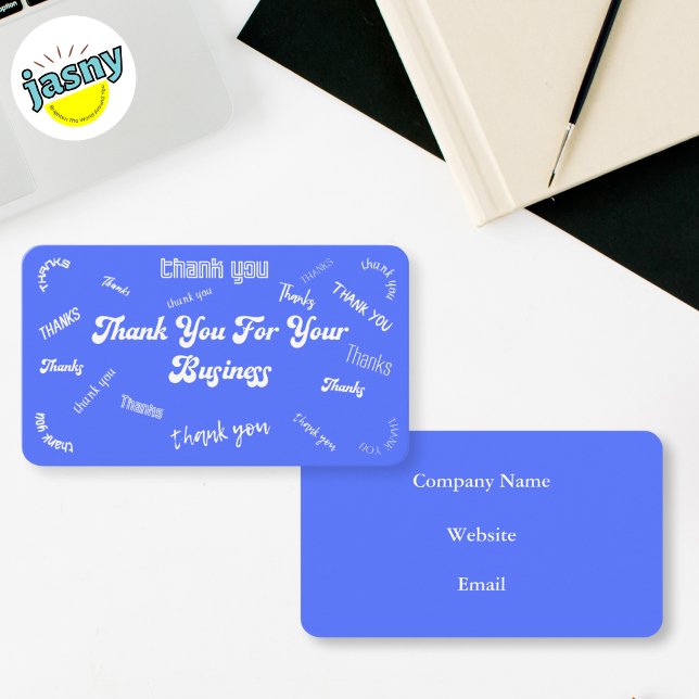 Blue and White "Thank You" Insert/ Business Card (Creator Uploaded)