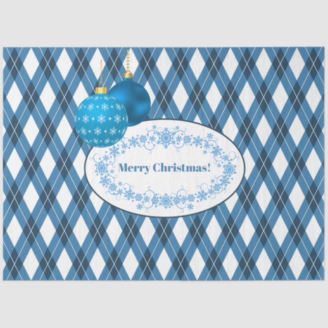 Blue and White Theme Merry Christmas Tissue Paper (Front)