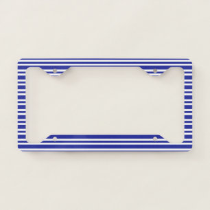 Blue and White Thick and Thin Stripes License Plate Frame