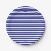 Thick and Thin Blue and White Stripes Paper Plates