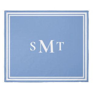 Blue and White Three Letter Monogram Duvet Cover